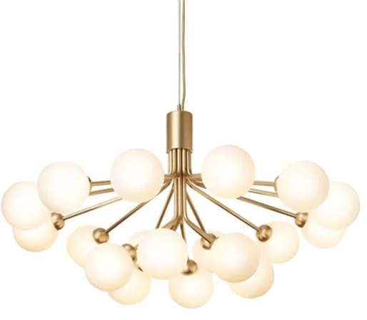 Nuura Apiales 18 Lysekrone Messing og Opal Glas